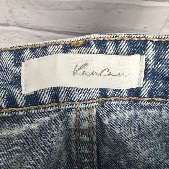 KanCan Womens 9/28 Collie High Rise Distressed Ripped Grunge Punk Mom Blue Jeans - Picture 5 of 10